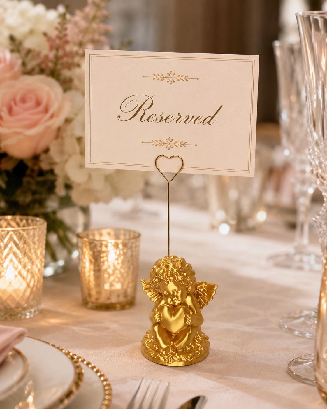 Premium Cherub Table Card Holder