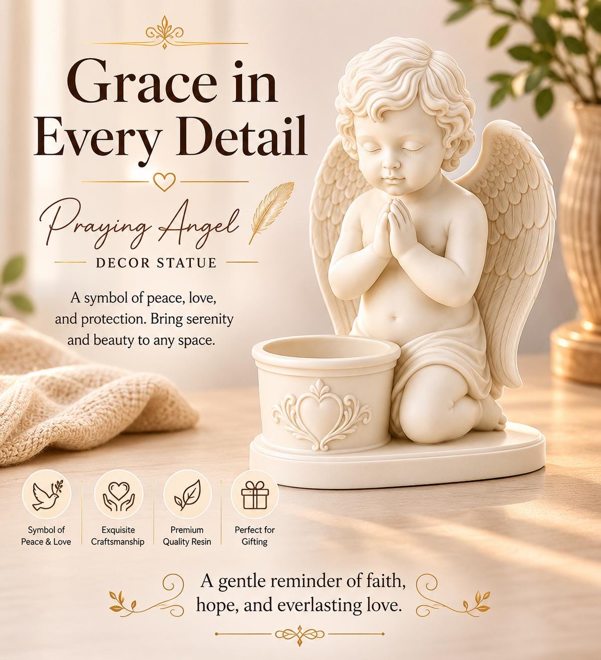 Praying Cherub Floral Holder