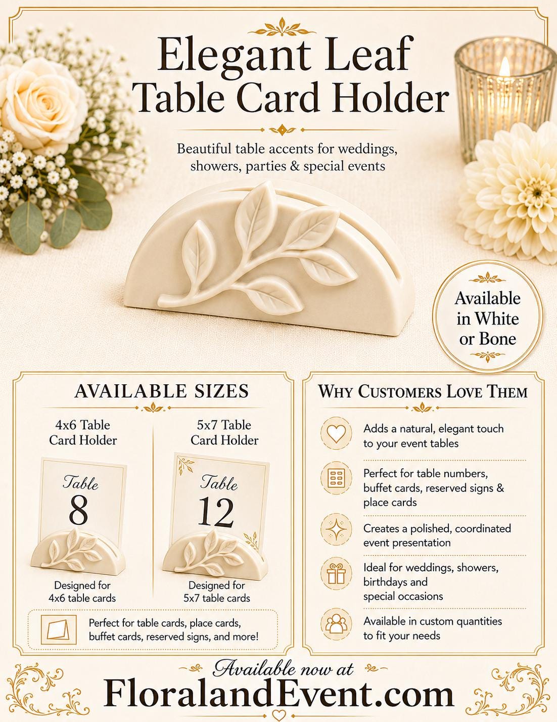 Elegant Leaf Table Card Holder