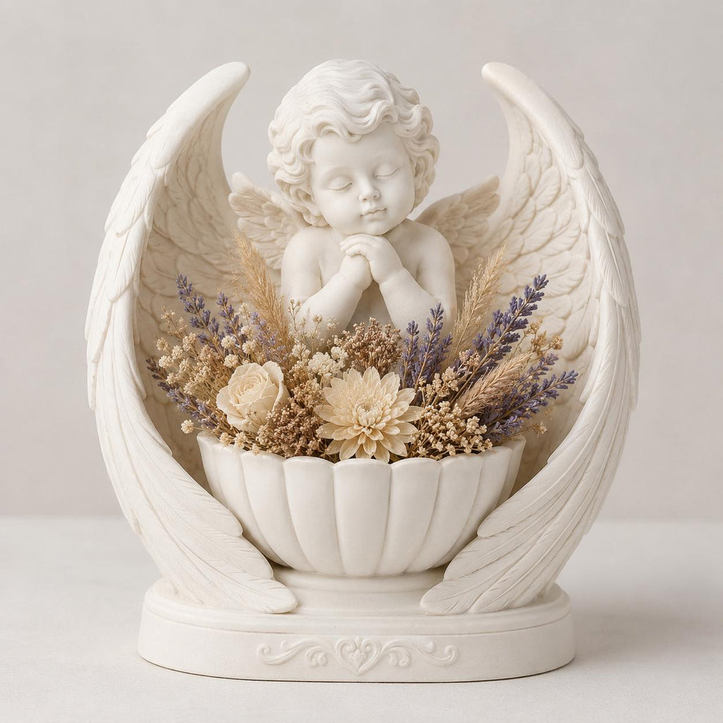 Winged Praying Cherub Floral Holder