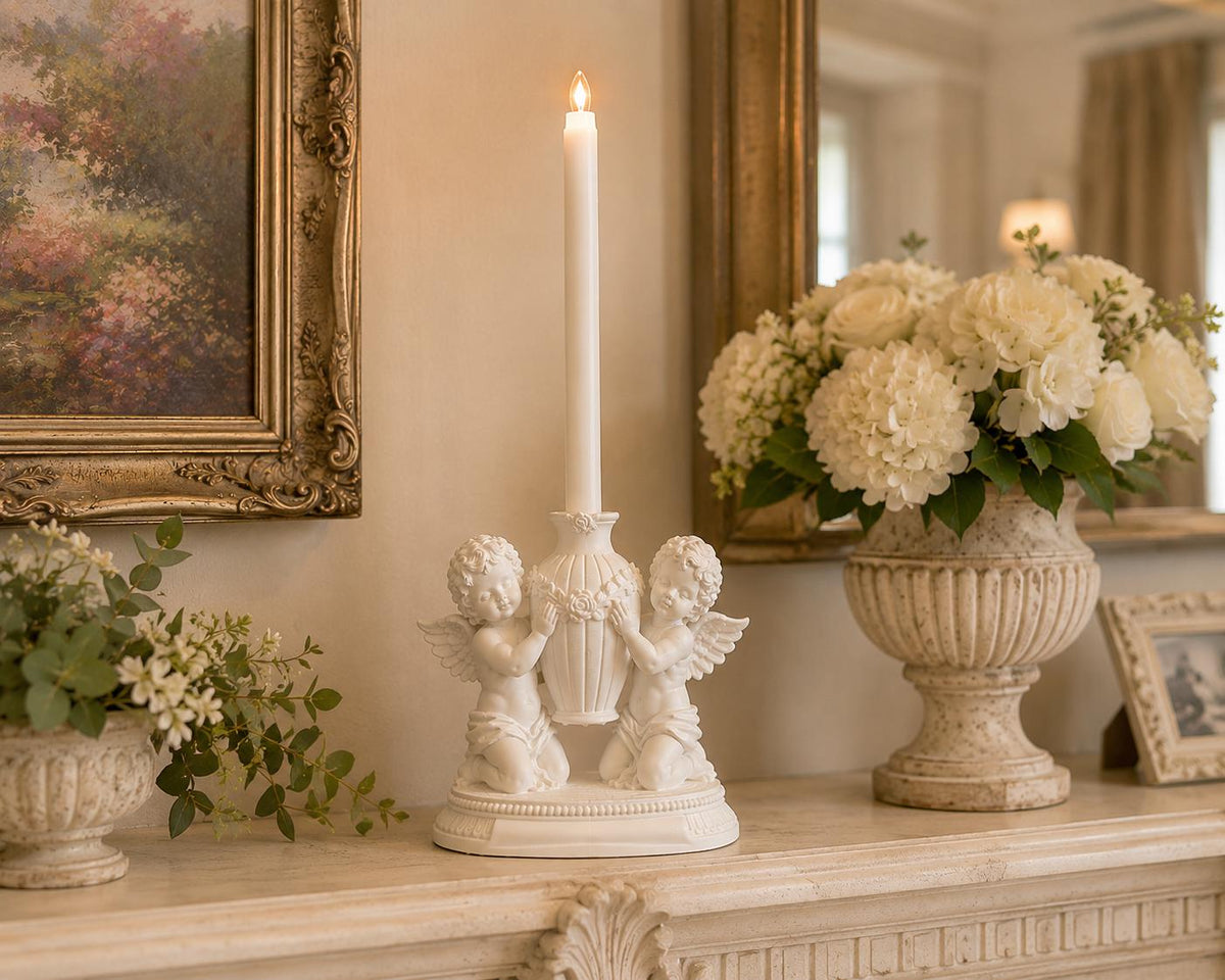 Cherub LED Taper Candle Holder