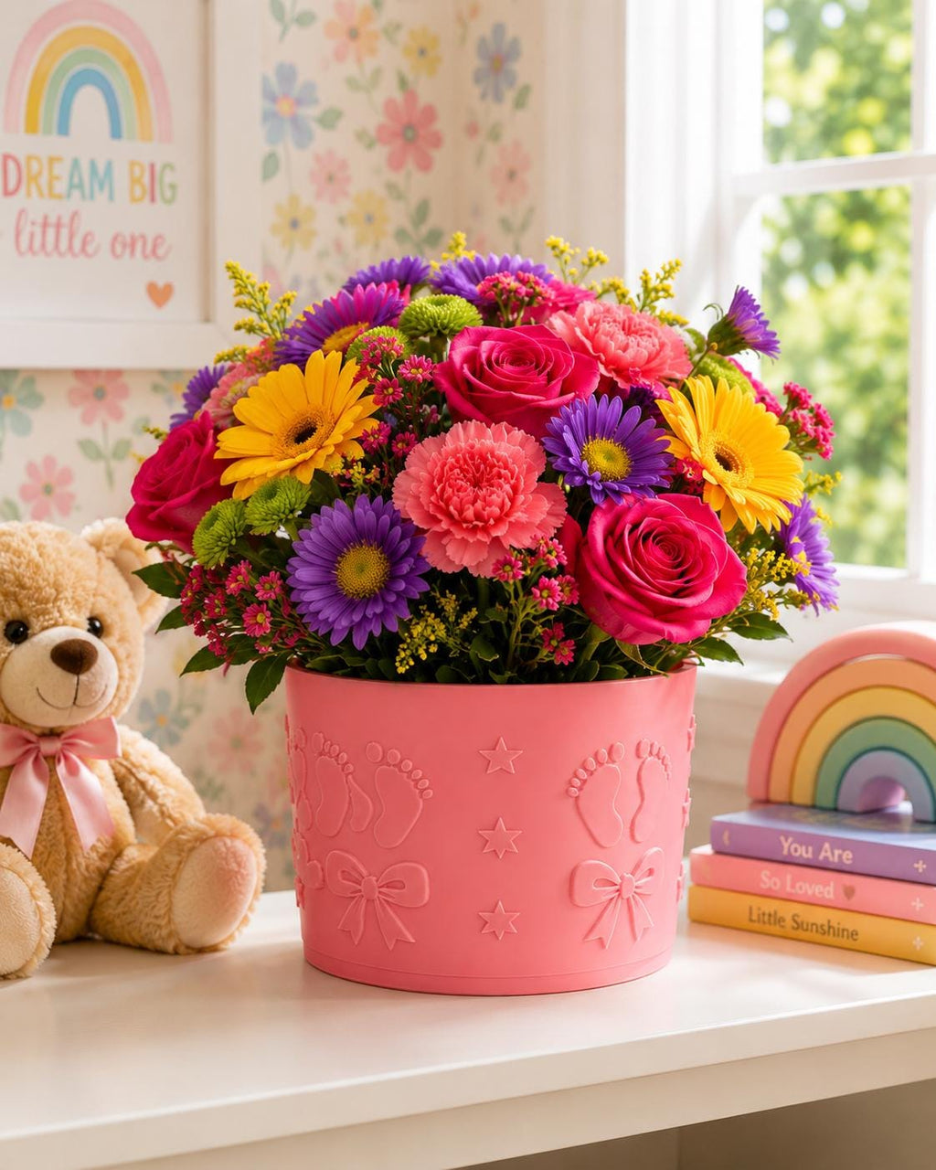 Baby Girl Pink Floral Holder