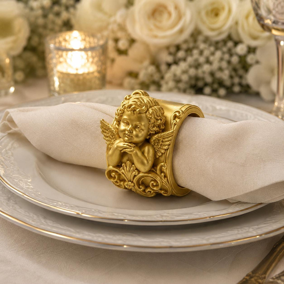 Premium Cherub Napkin Ring Holder