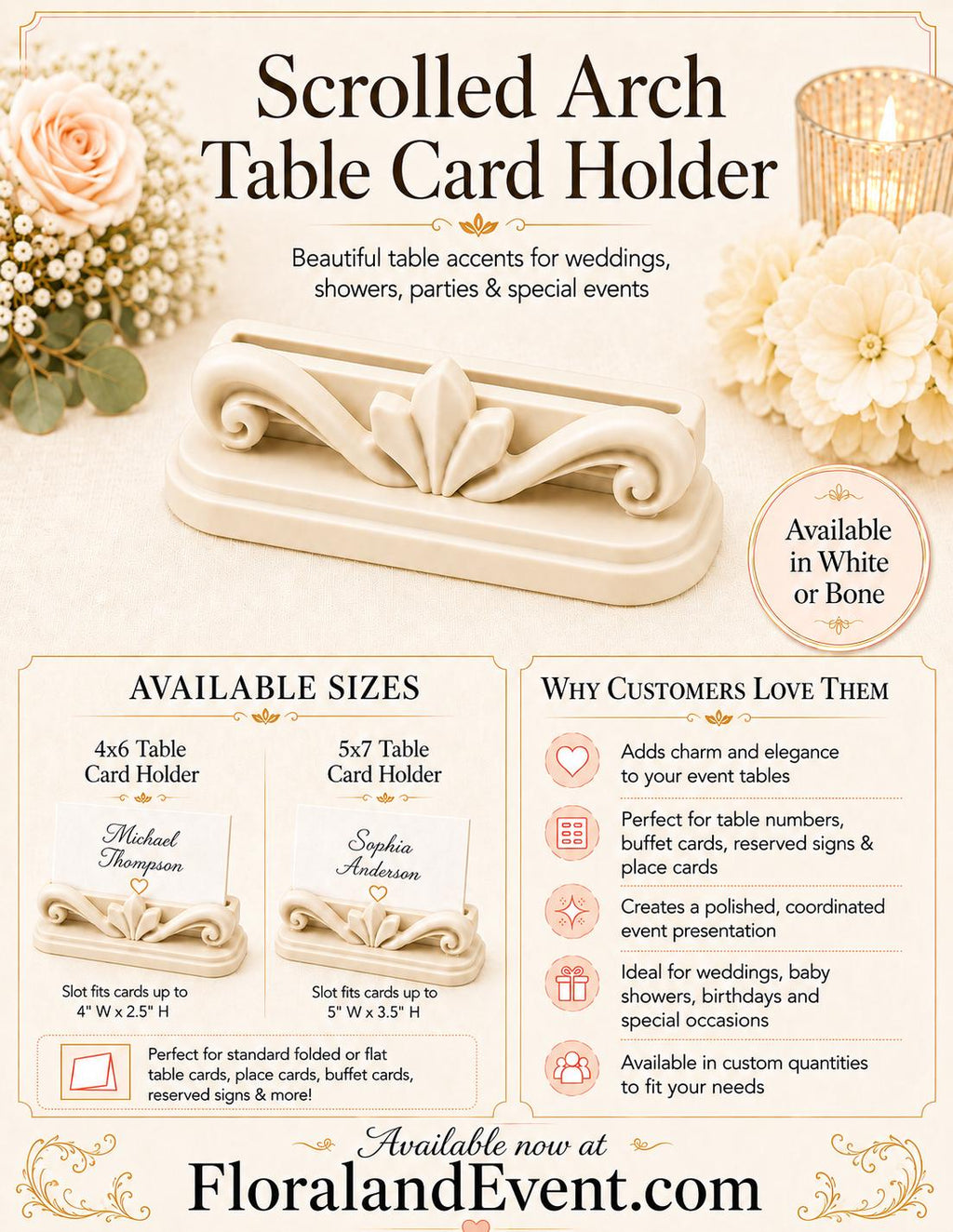 Scrolled Arch Table Card Holder