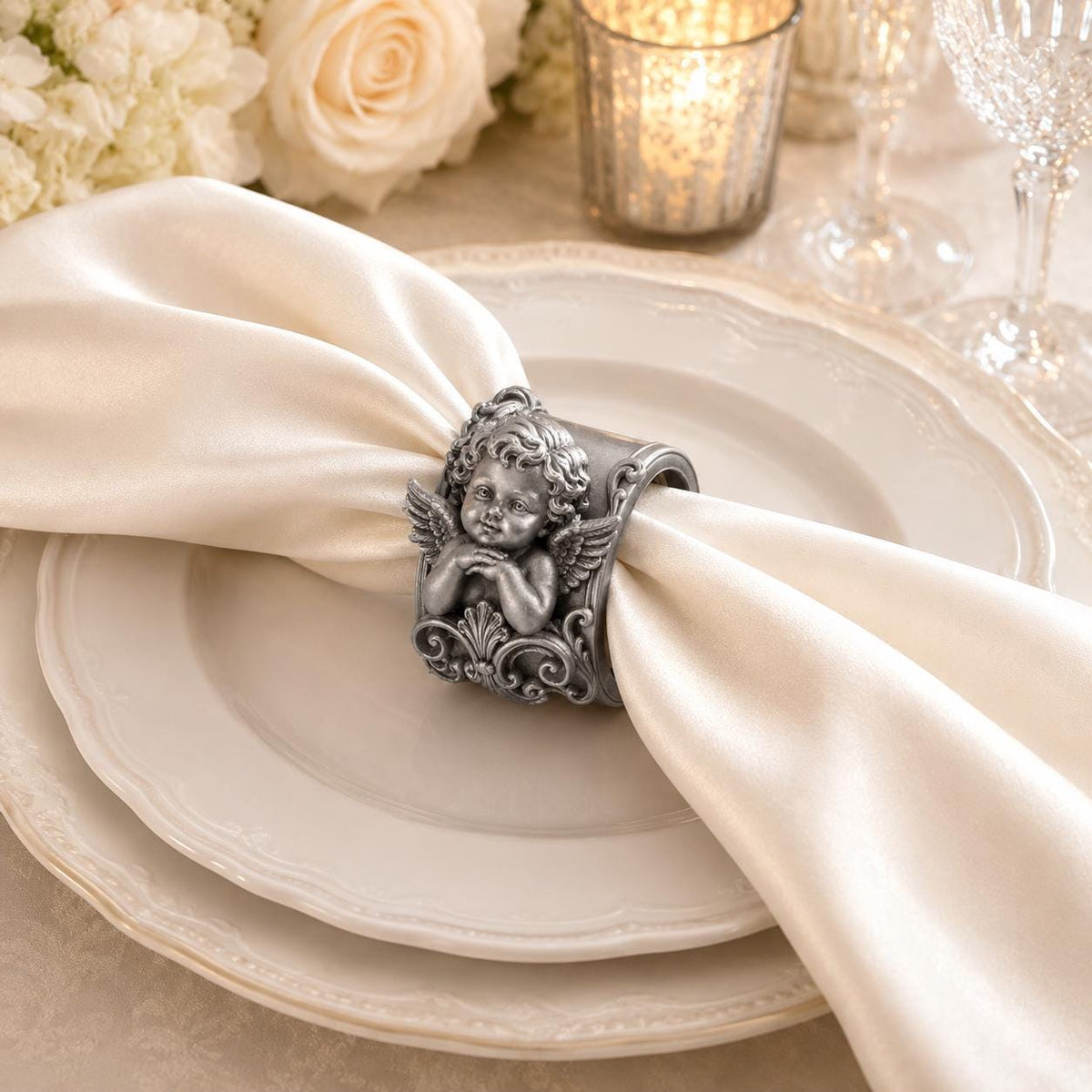 Premium Cherub Napkin Ring Holder
