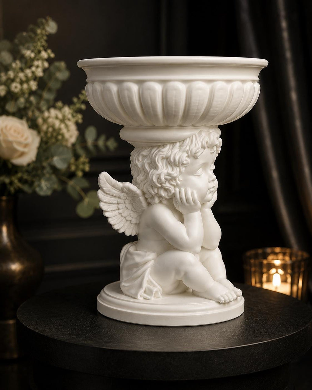 Cherub Angelic Floral Bowl Centerpiece