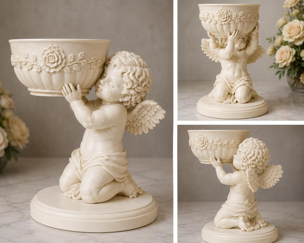 Single Cherub Floral Bowl Centerpiece
