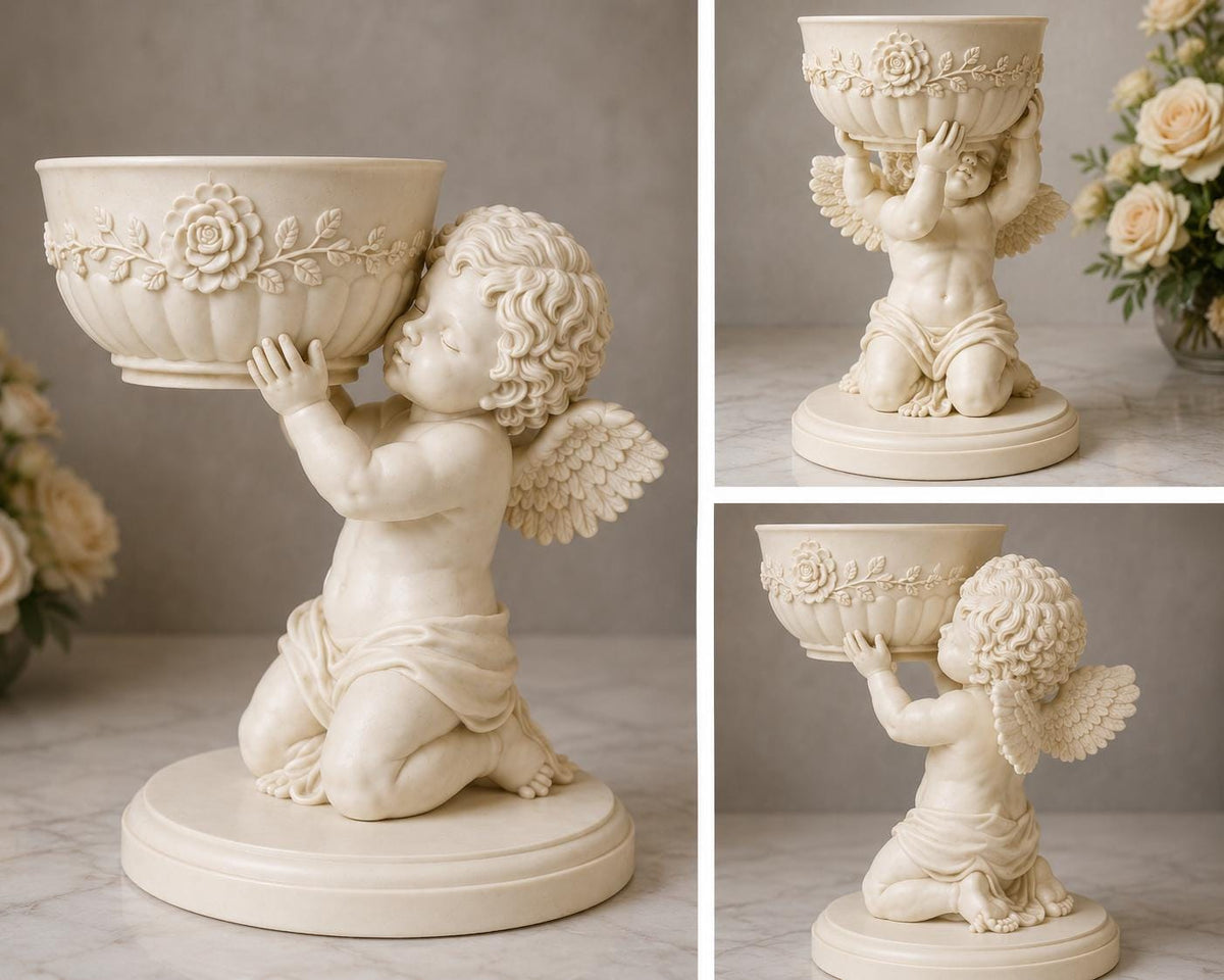 Single Cherub Floral Bowl Centerpiece