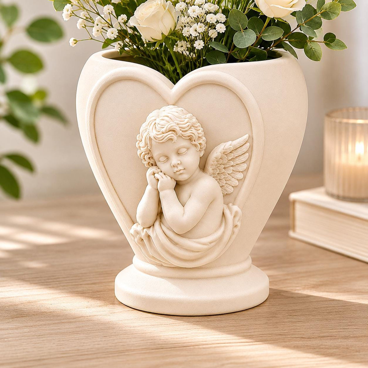 Cherub Heart Floral Arrangement Centerpiece
