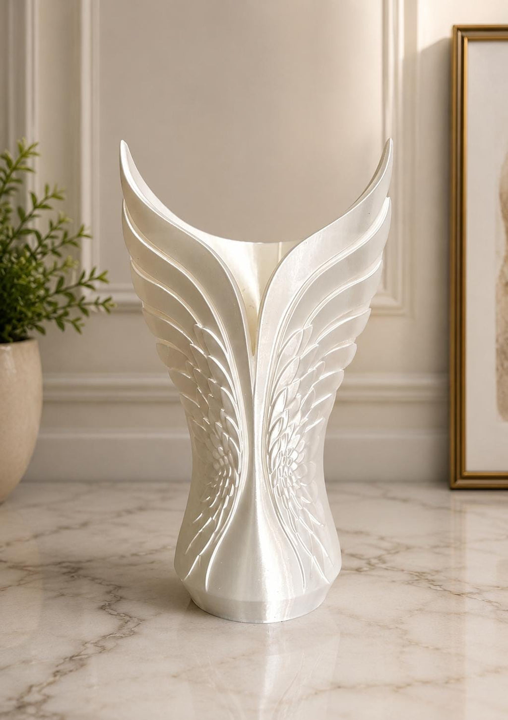 Angel Wings White Silk Vase