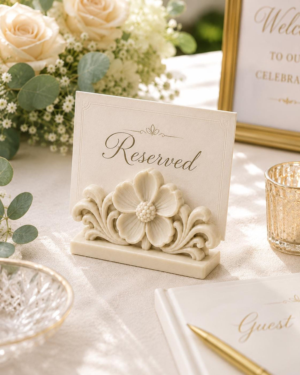 Floral Table Card Holder