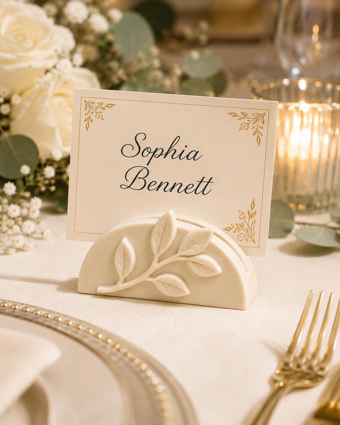 Elegant Leaf Place Card Holder