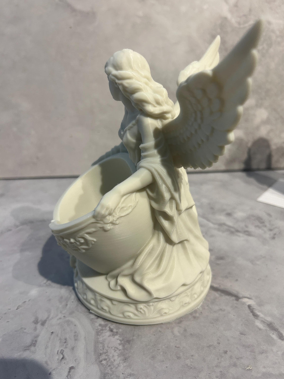 Heart Floral Bowl with Angel Wings