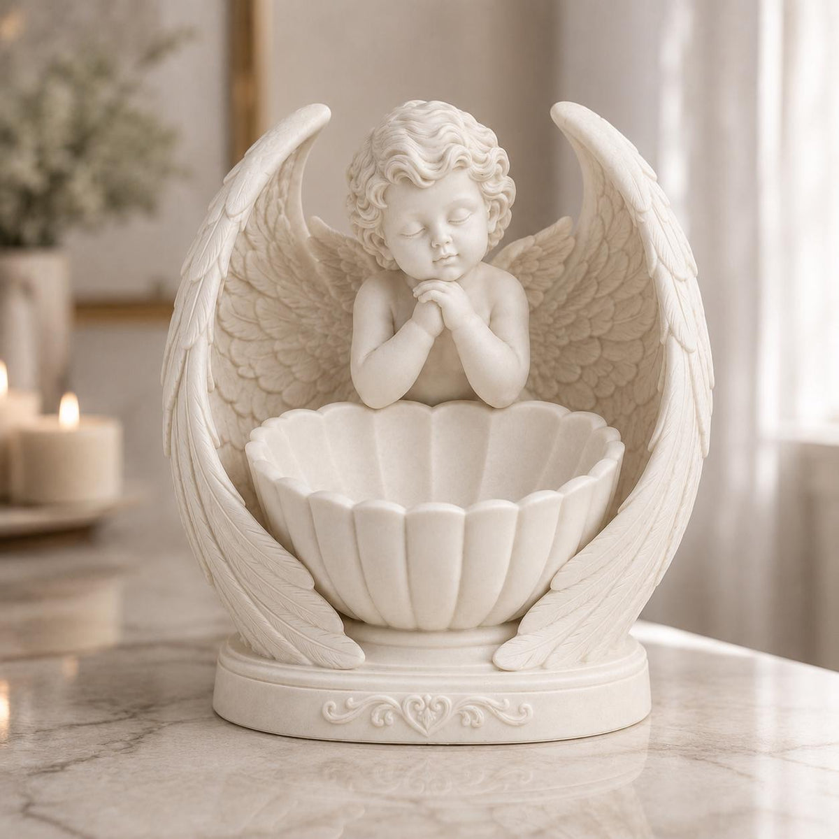 Winged Praying Cherub Floral Holder