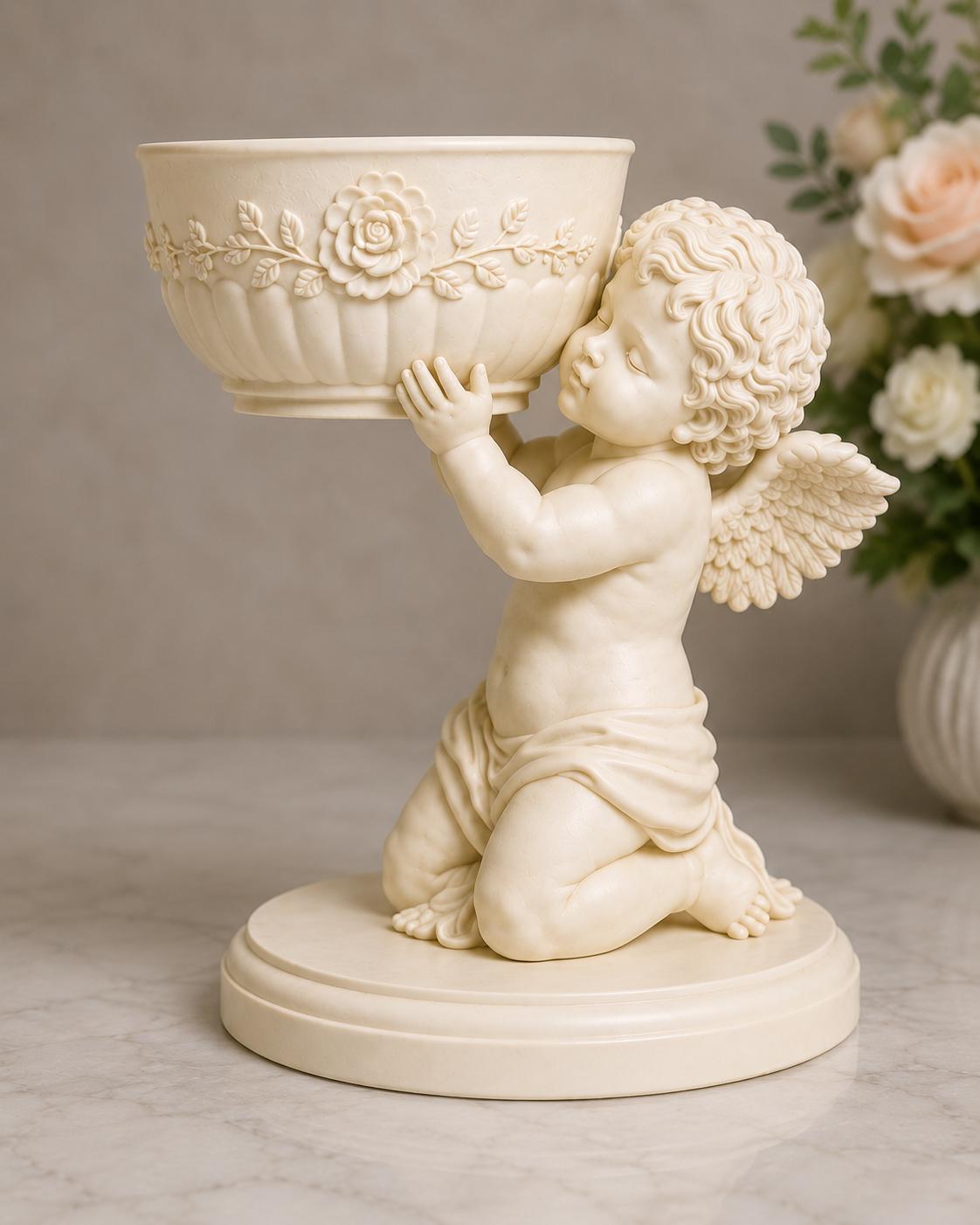 Single Cherub Floral Bowl Centerpiece