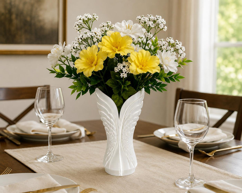 Angel Wings White Silk Vase