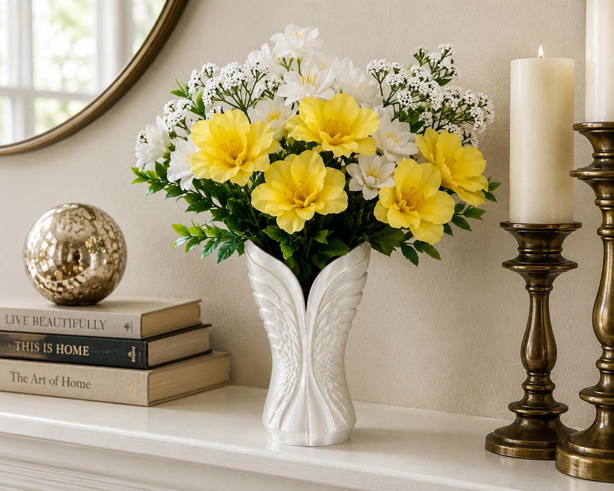 Angel Wings White Silk Vase