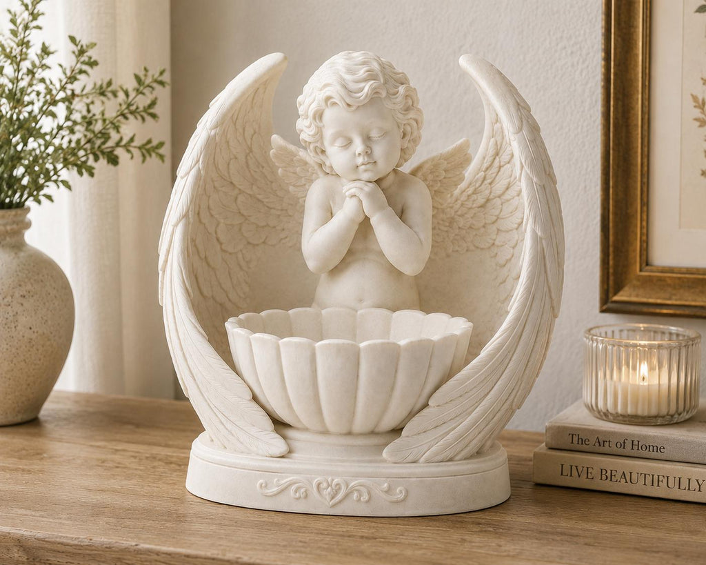 Winged Praying Cherub Floral Holder