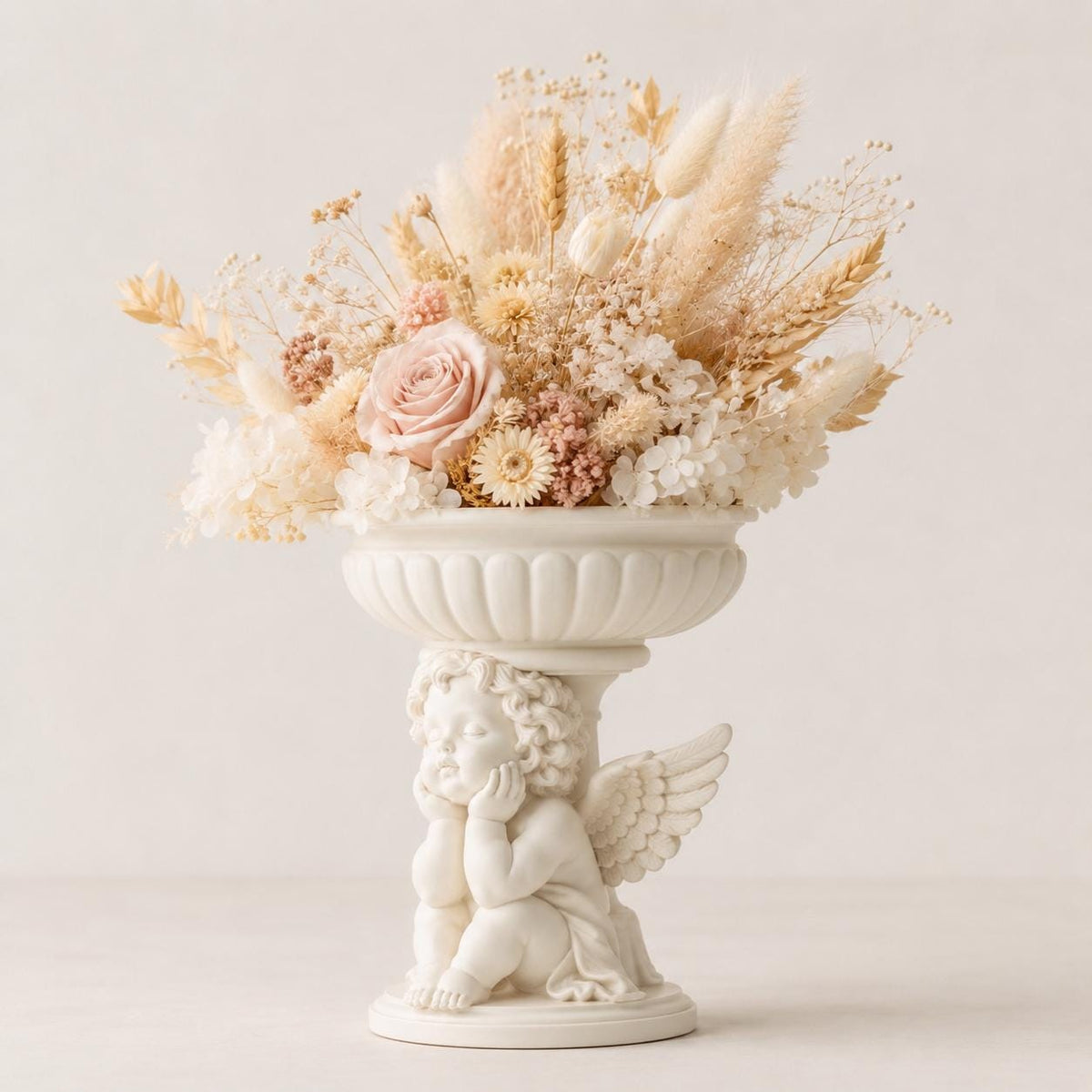 Cherub Angelic Floral Bowl Centerpiece