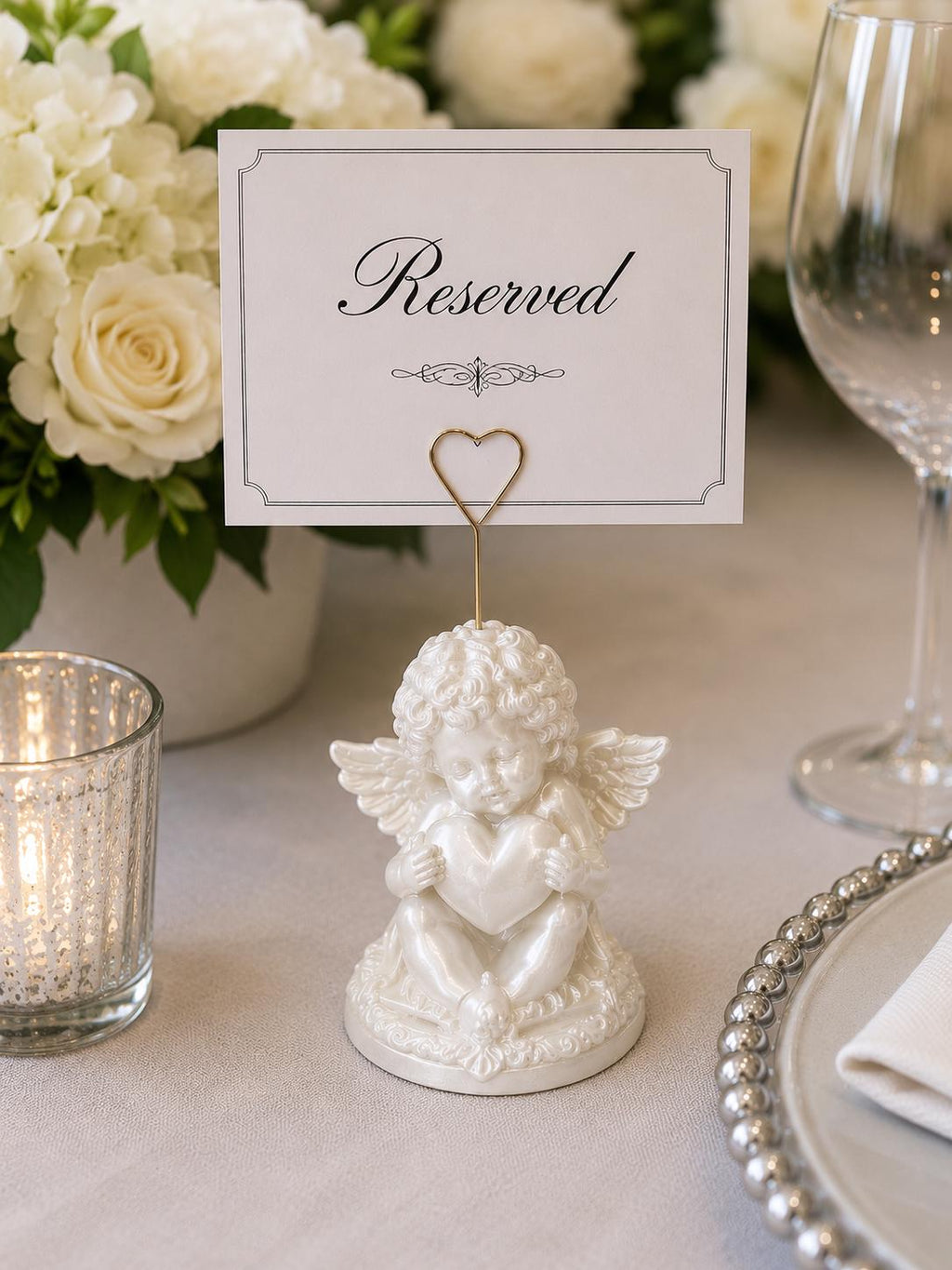 Premium Cherub Table Card Holder