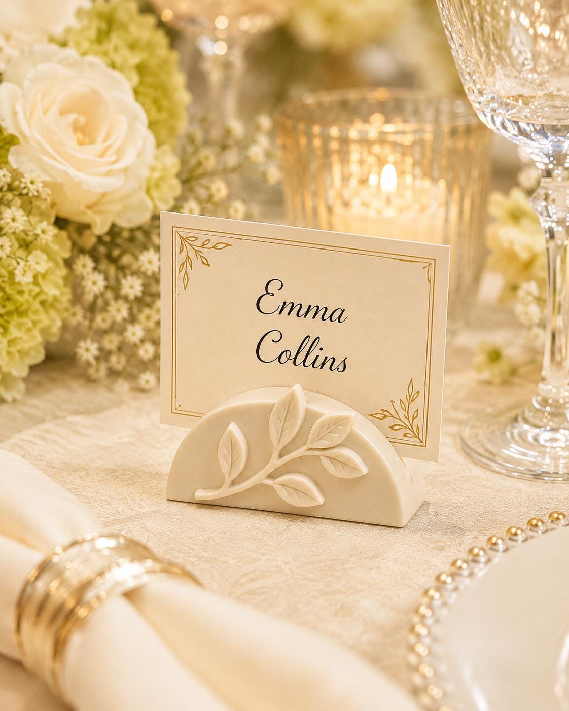 Elegant Leaf Place Card Holder