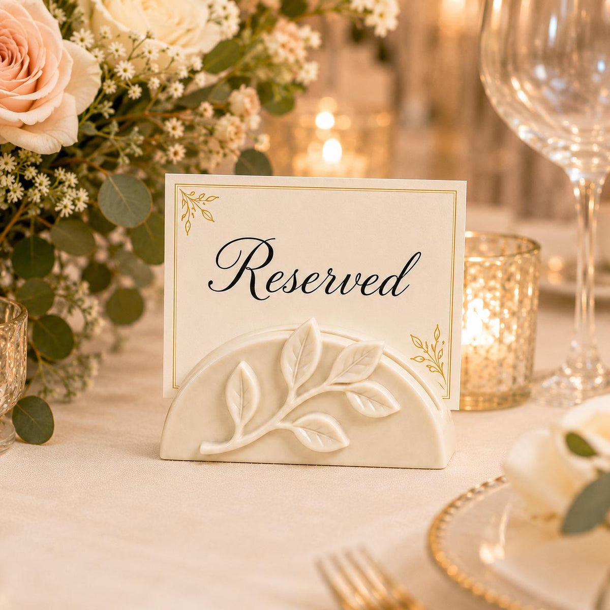 Elegant Leaf Place Card Holder