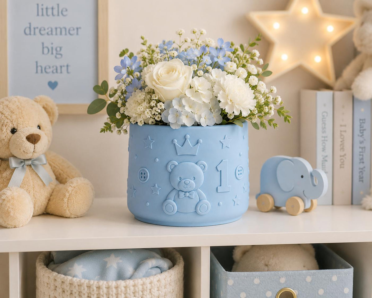 Baby Boy Blue Floral Holder
