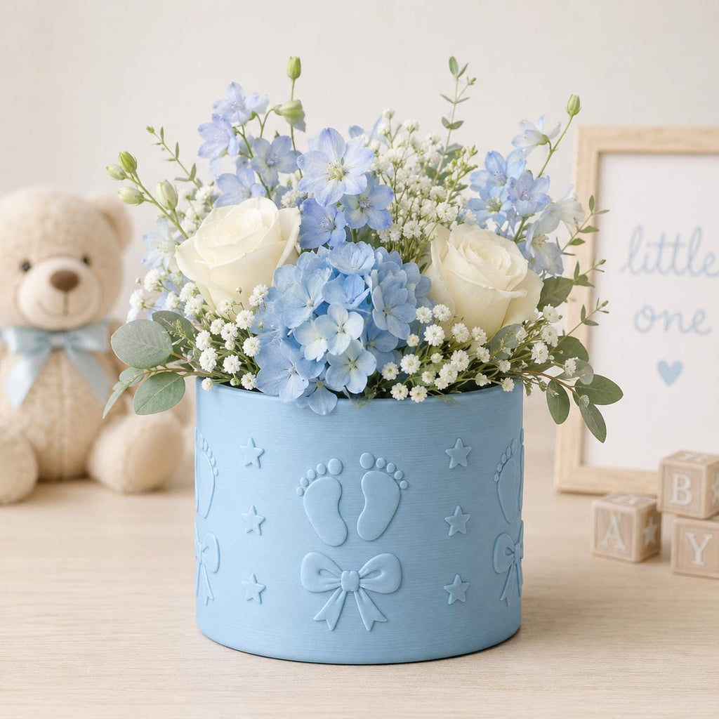 Baby Boy Blue Floral Holder
