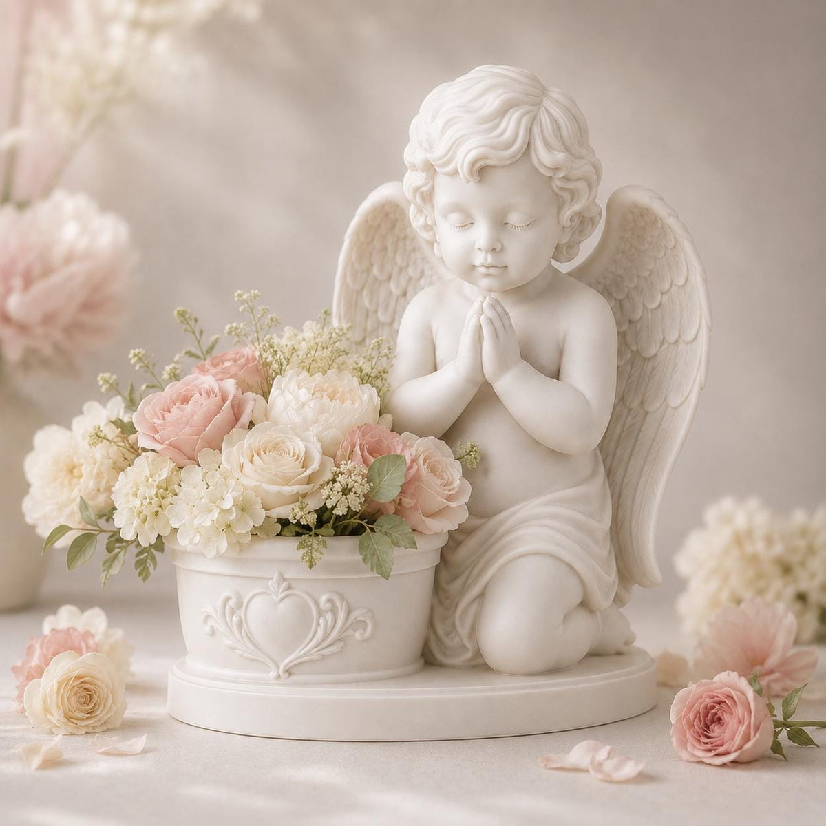 Praying Cherub Floral Holder