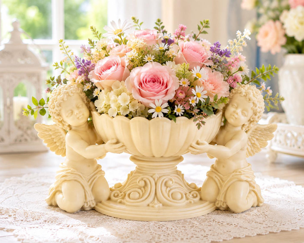 Cherub Floral Bowl Centerpiece