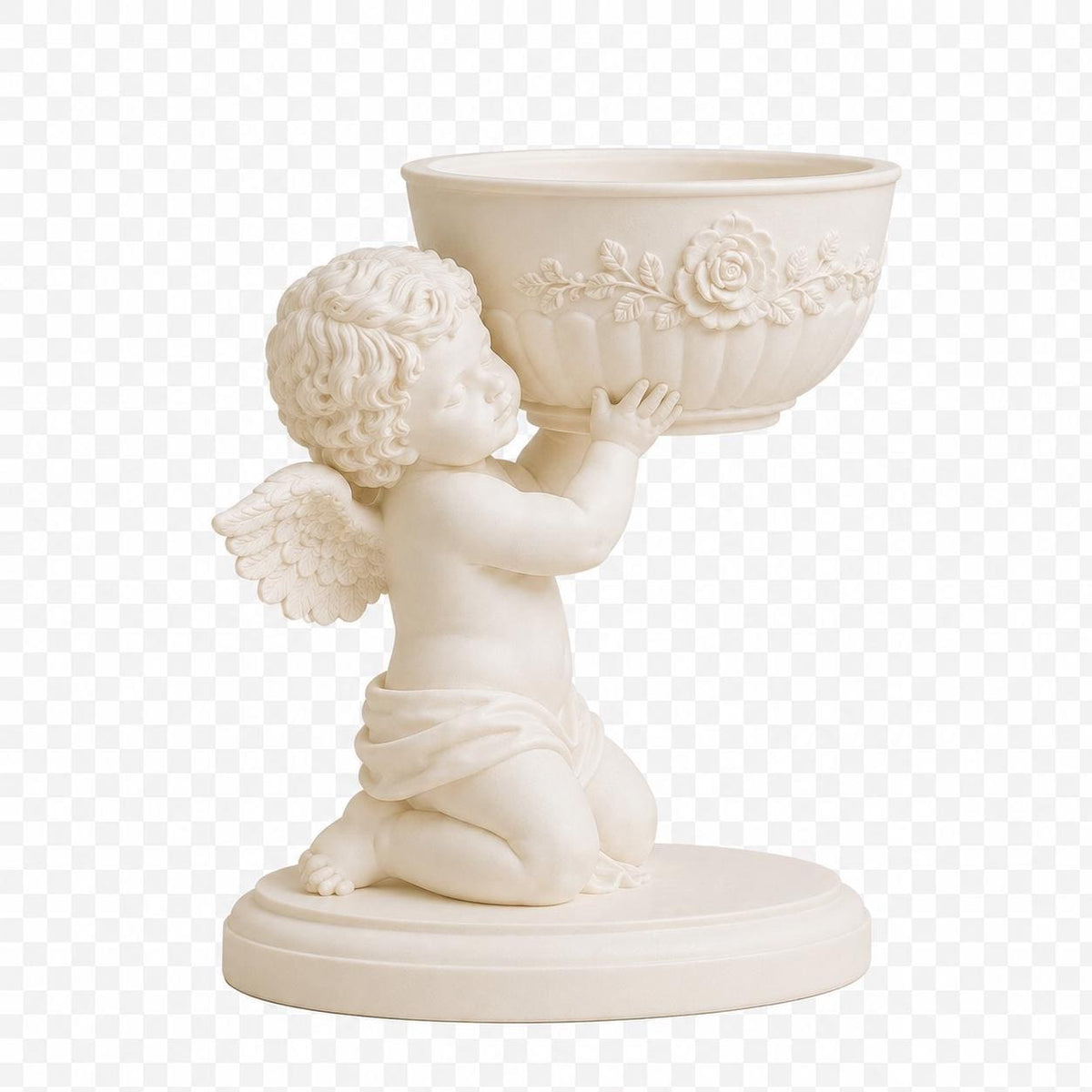Single Cherub Floral Bowl Centerpiece