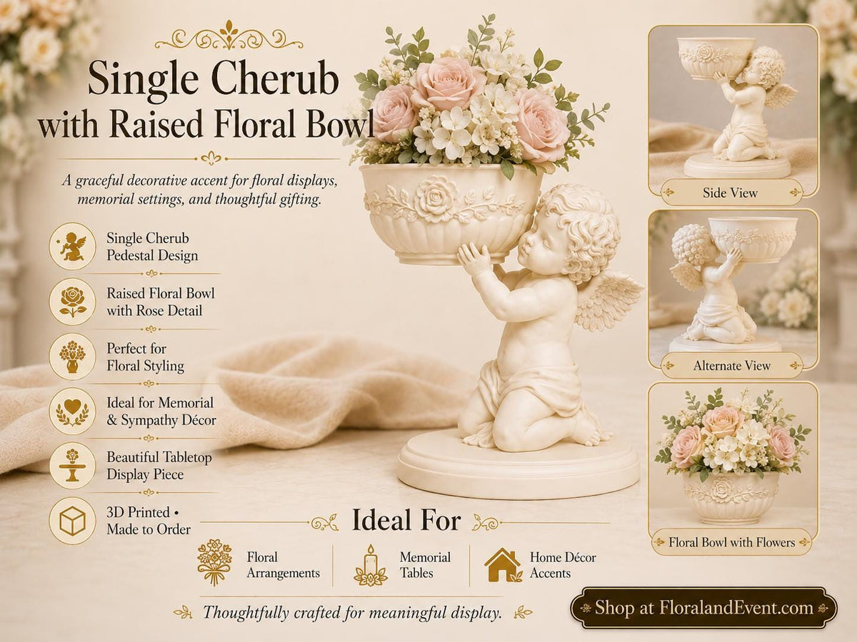 Single Cherub Floral Bowl Centerpiece