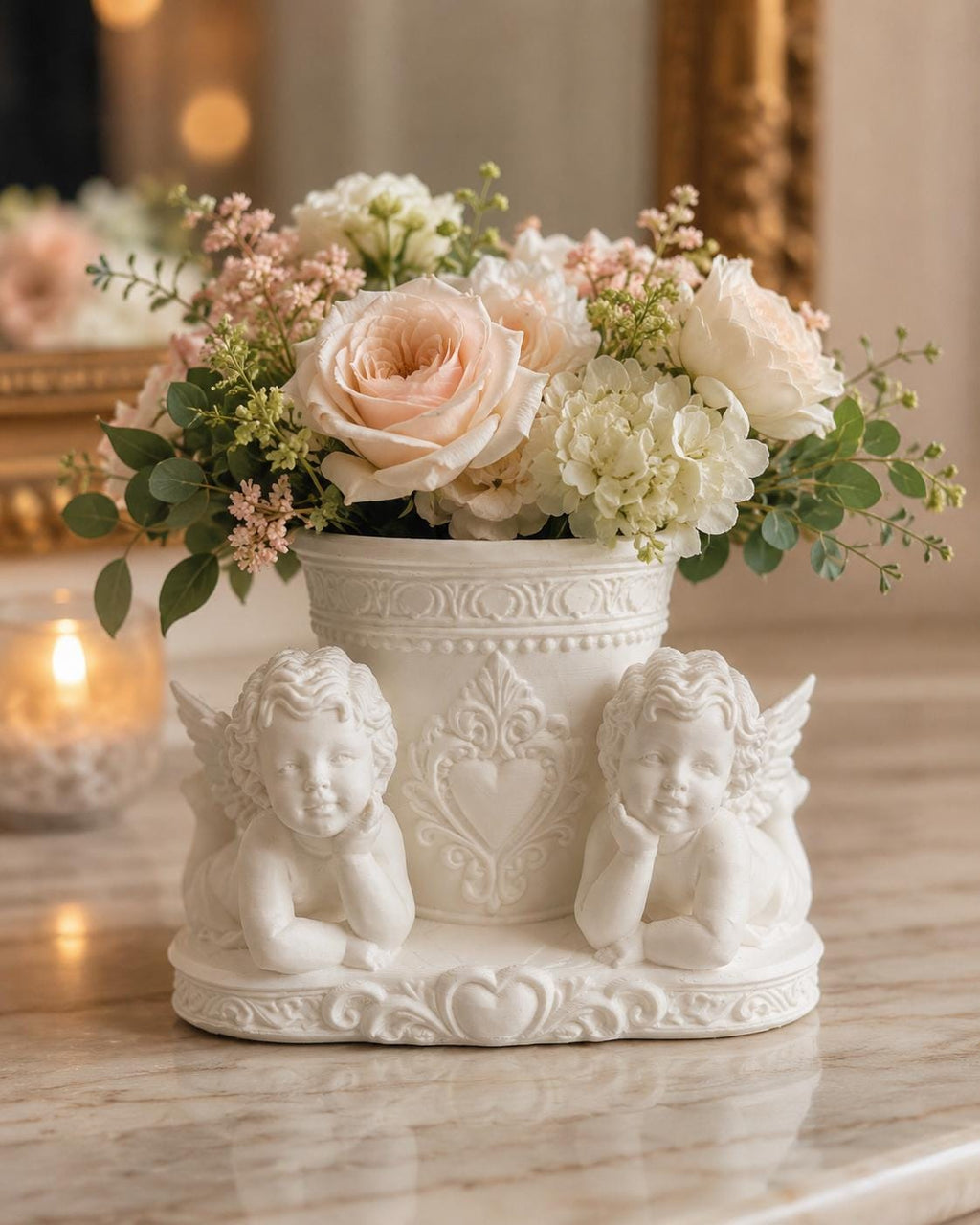 Cherub Floral Centerpiece Vase