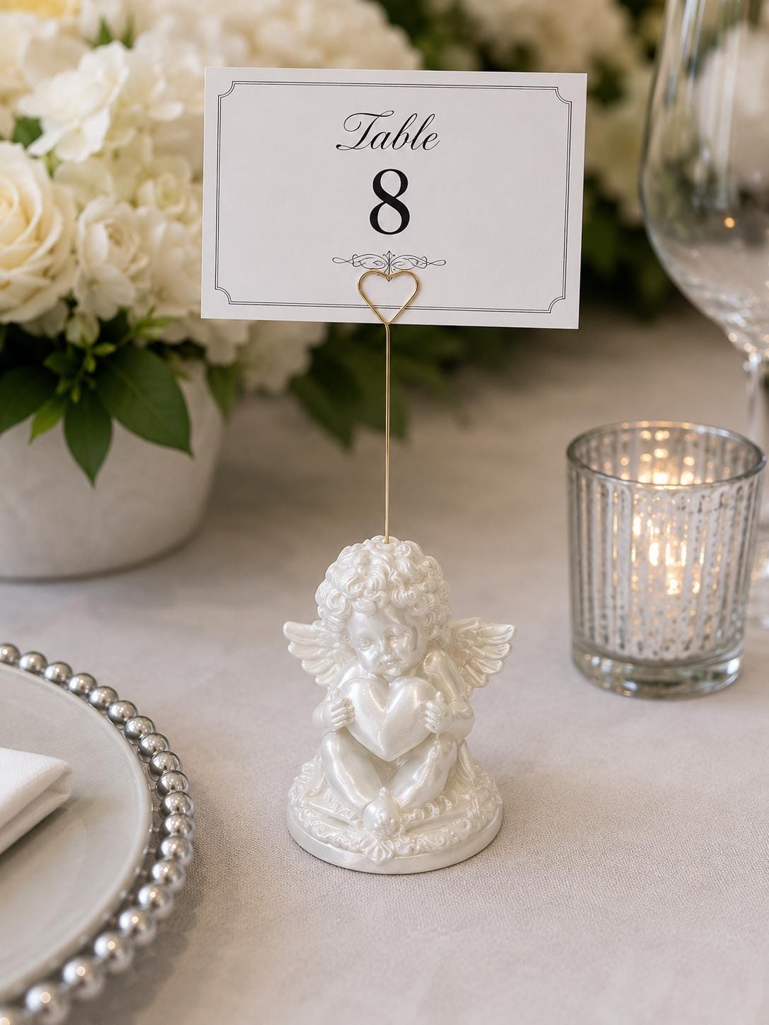 Premium Cherub Table Card Holder