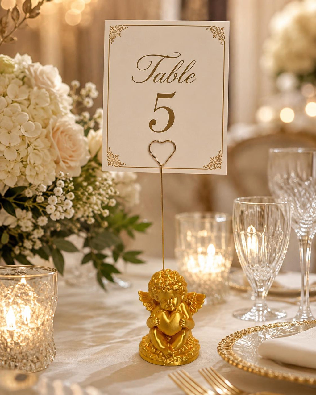 Premium Cherub Table Card Holder
