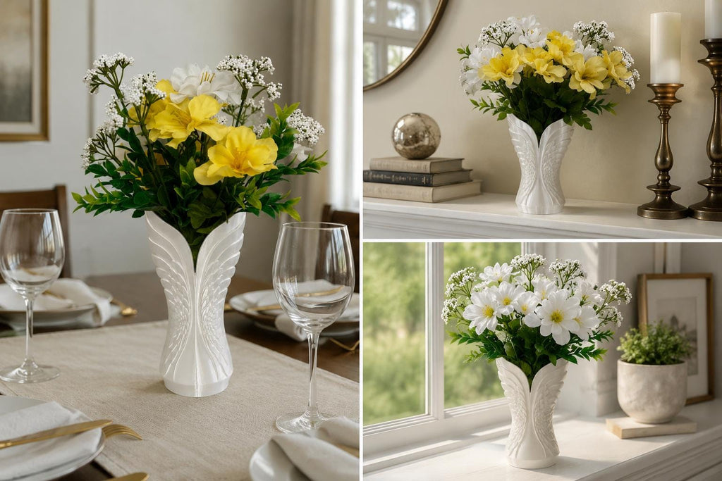 Angel Wings White Silk Vase