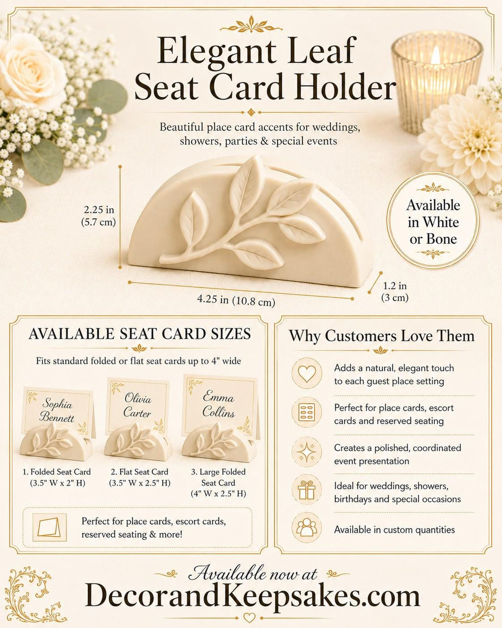 Elegant Leaf Place Card Holder