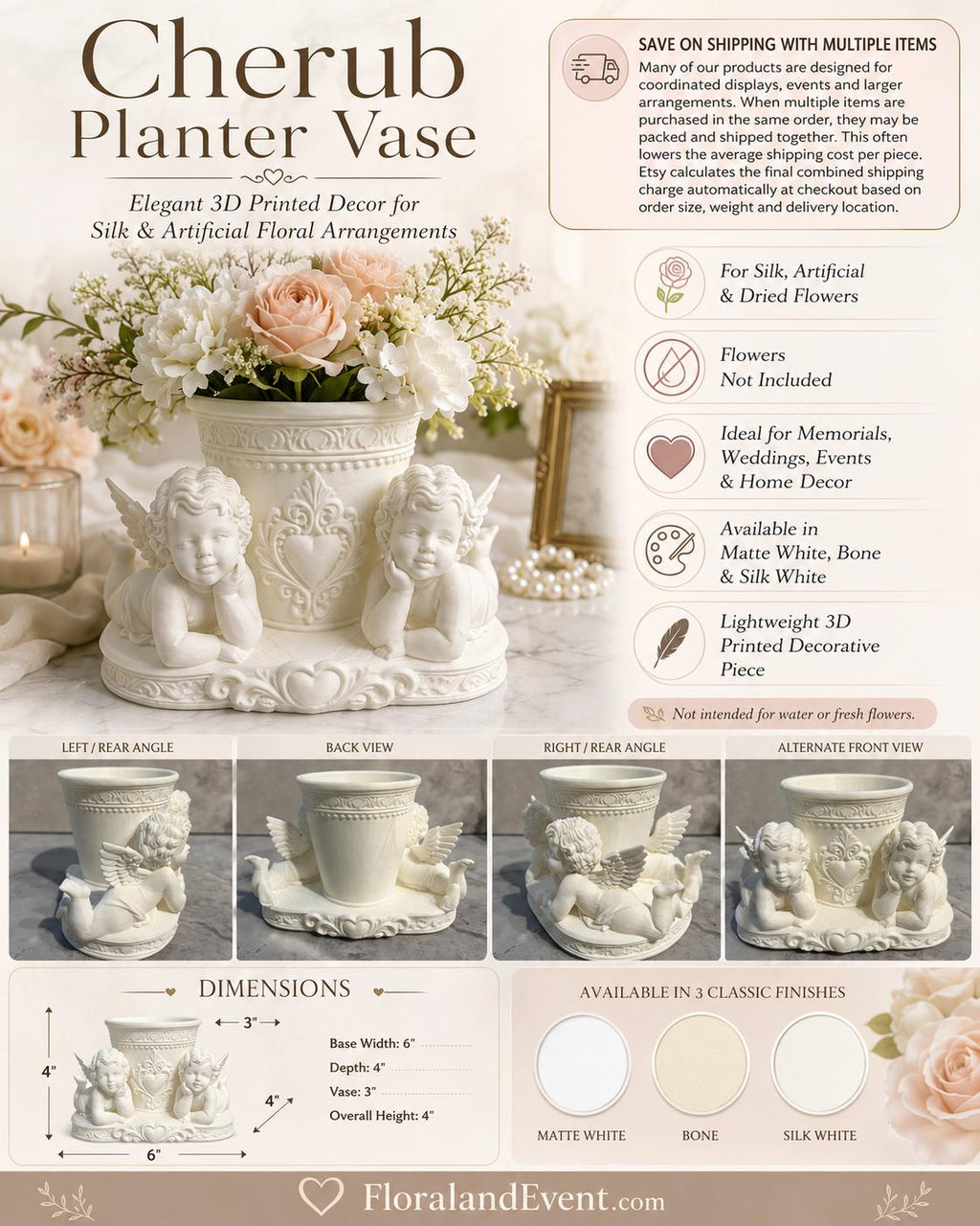Cherub Floral Centerpiece Vase