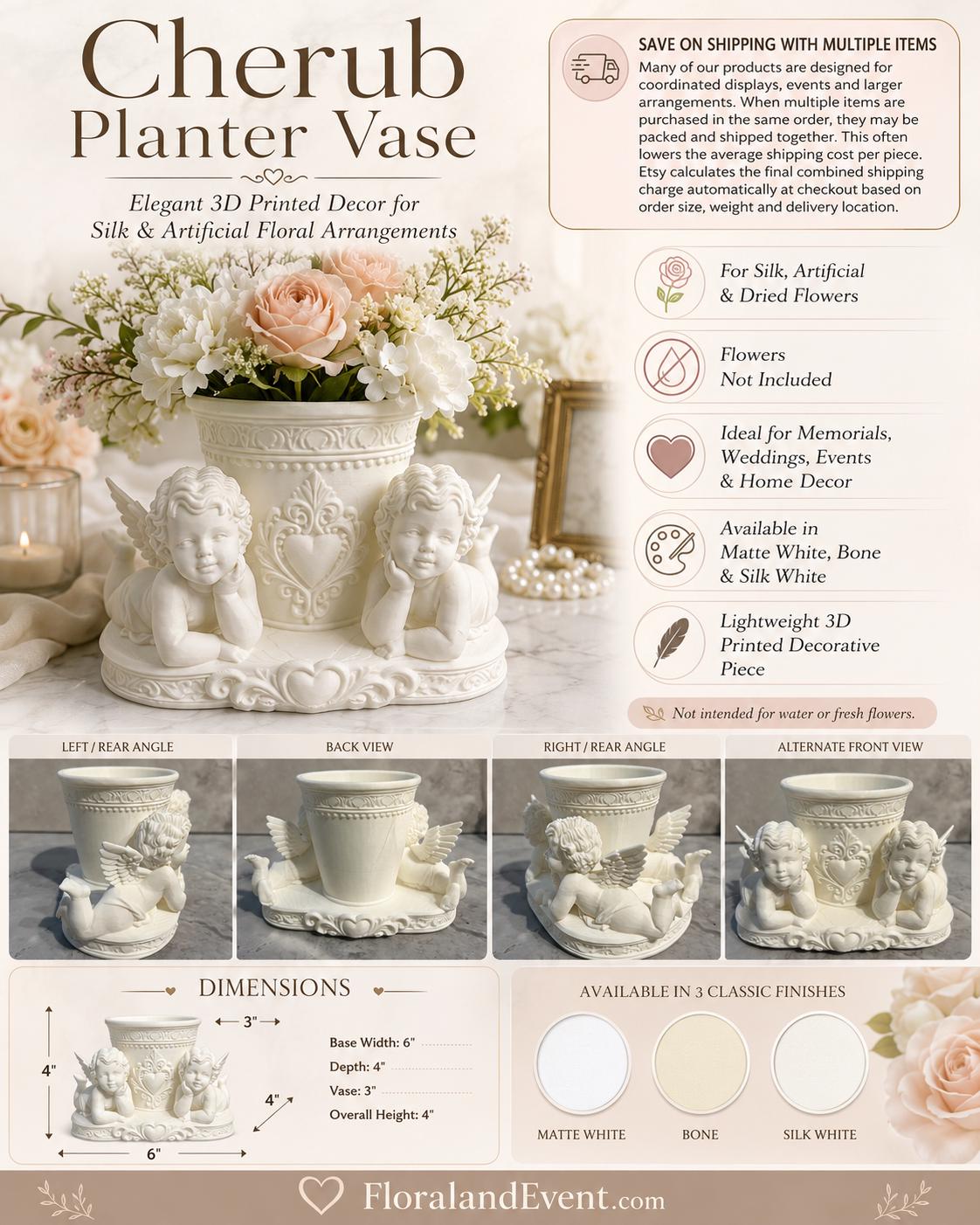 Cherub Floral Centerpiece Vase