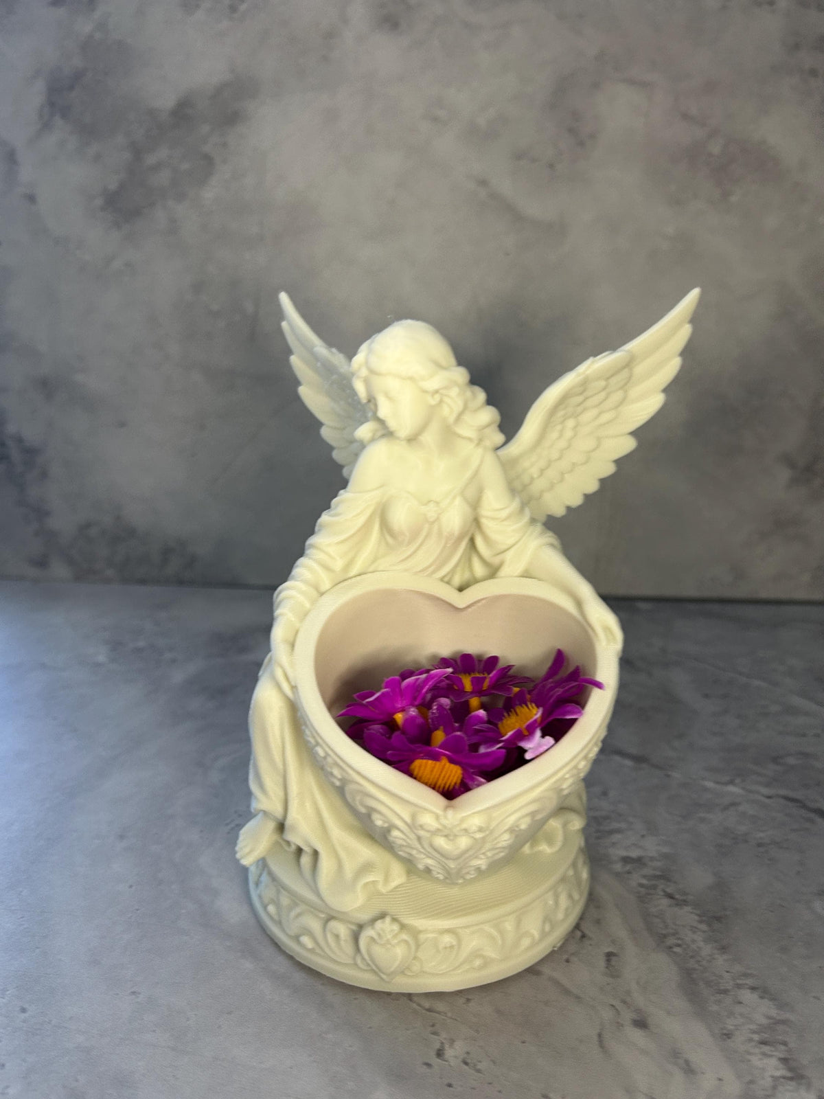 Heart Floral Bowl with Angel Wings