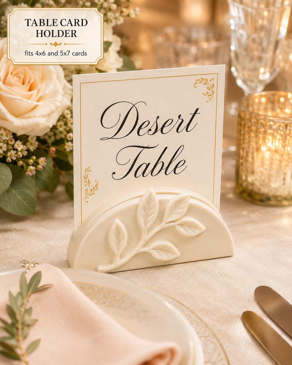 Elegant Leaf Table Card Holder