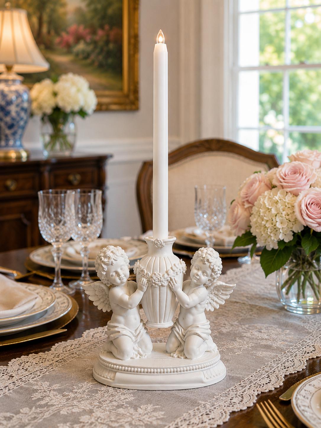 Cherub LED Taper Candle Holder