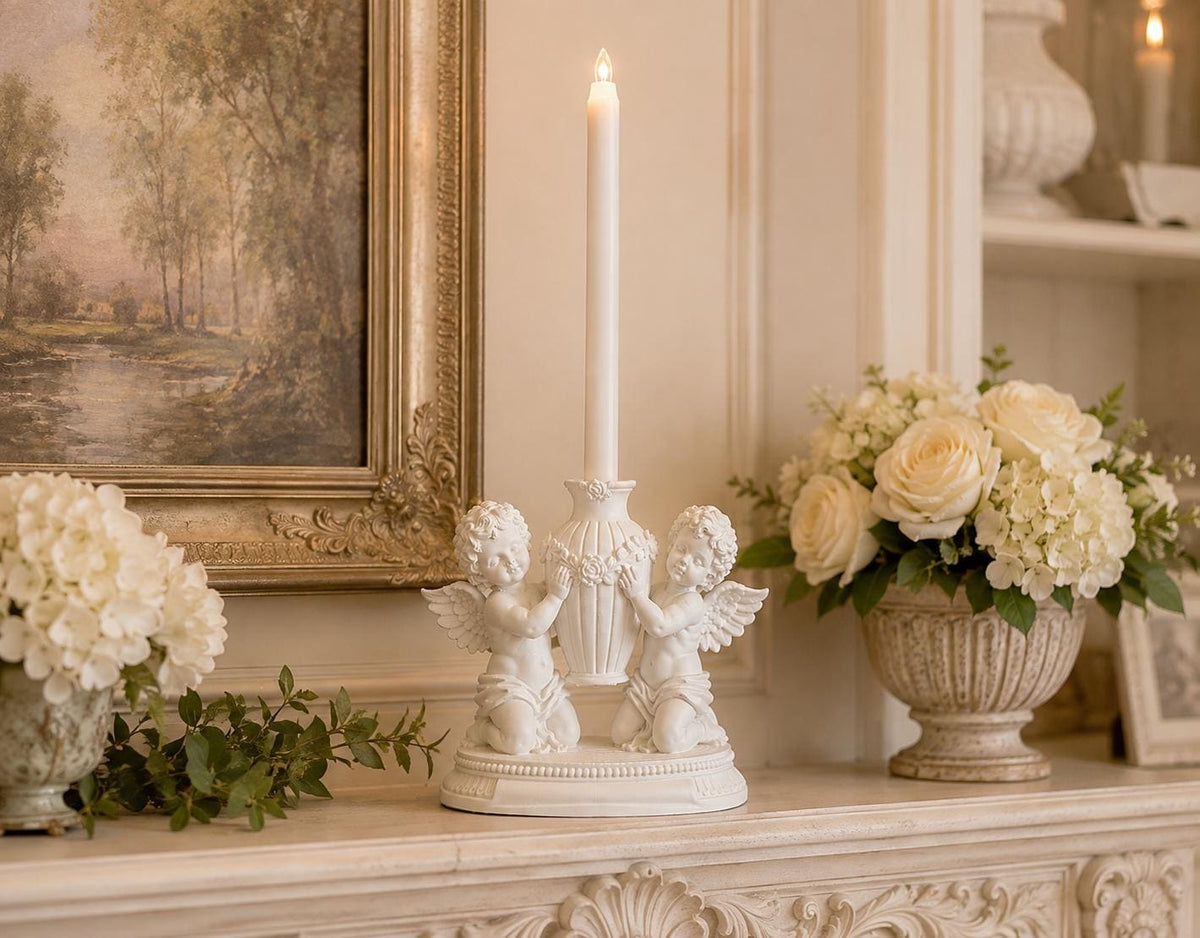 Cherub LED Taper Candle Holder
