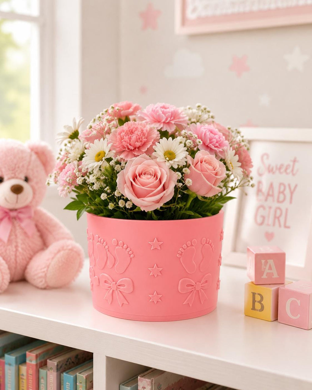 Baby Girl Pink Floral Holder