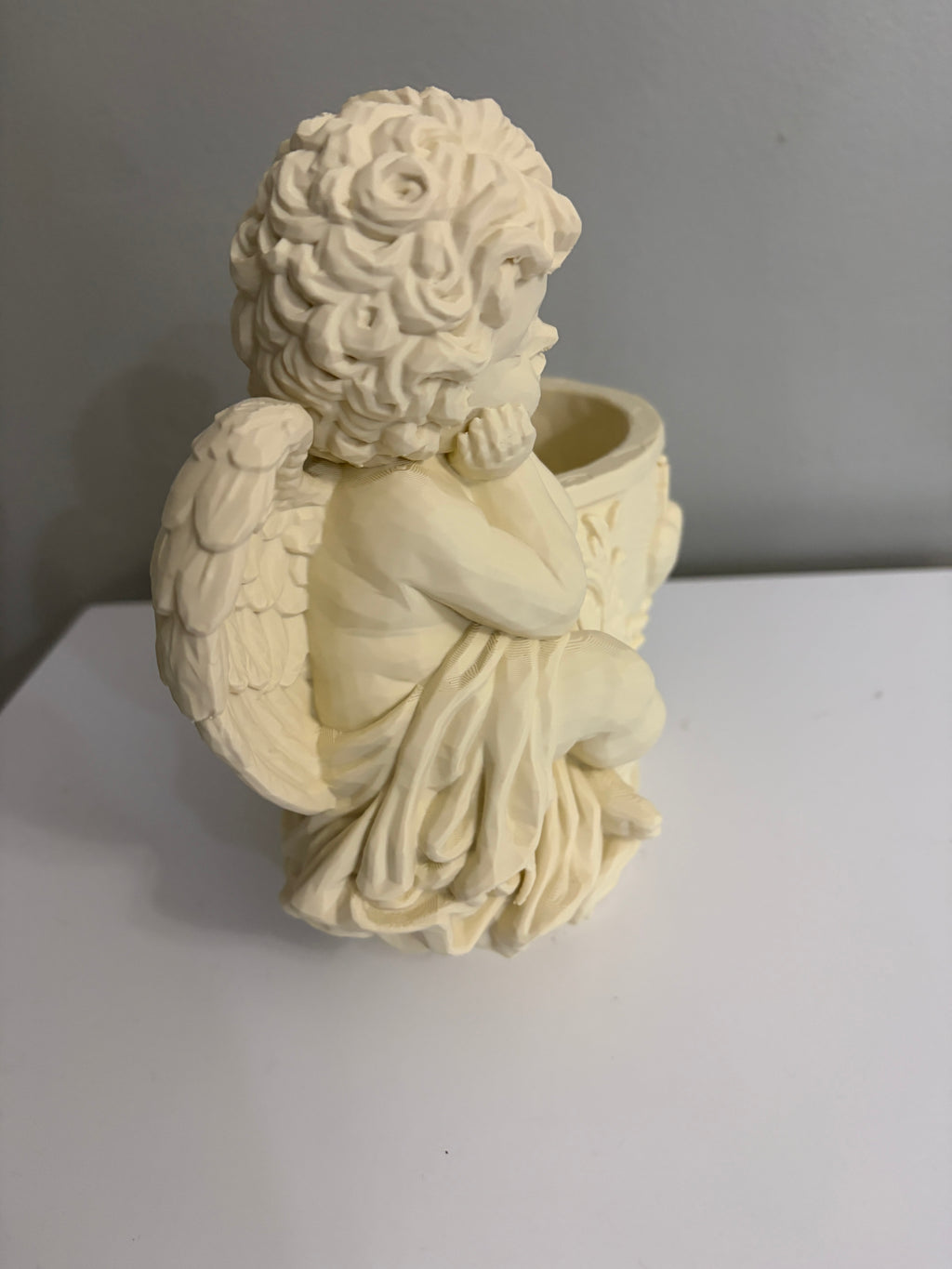 Cherub Angel Vase with Heart & Cross