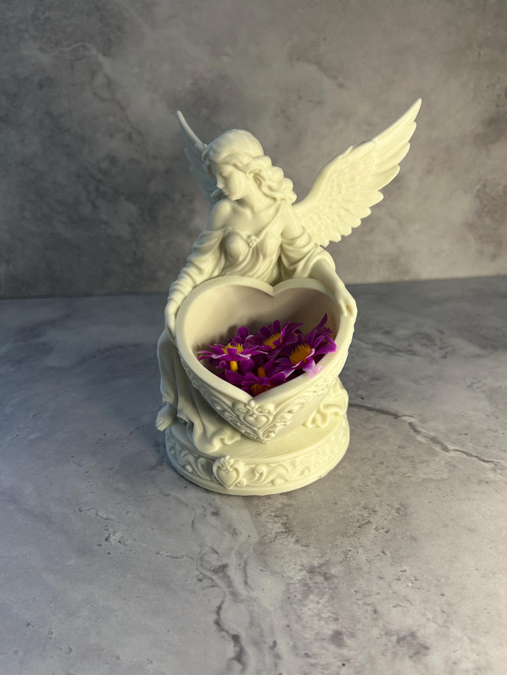 Heart Floral Bowl with Angel Wings