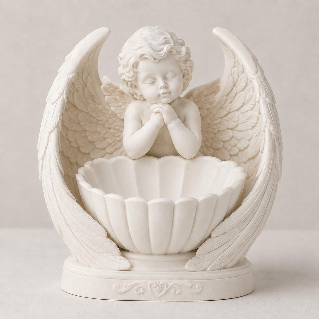 Winged Praying Cherub Floral Holder
