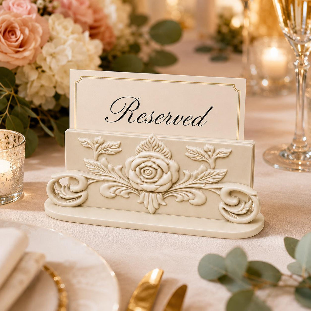 Rose Scalloped Table Card Holder