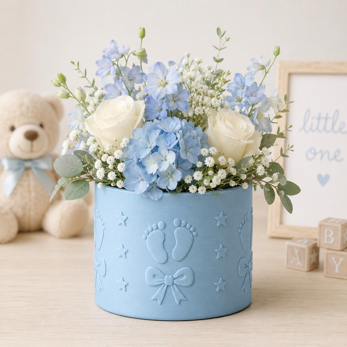 Baby Boy Blue Floral Holder