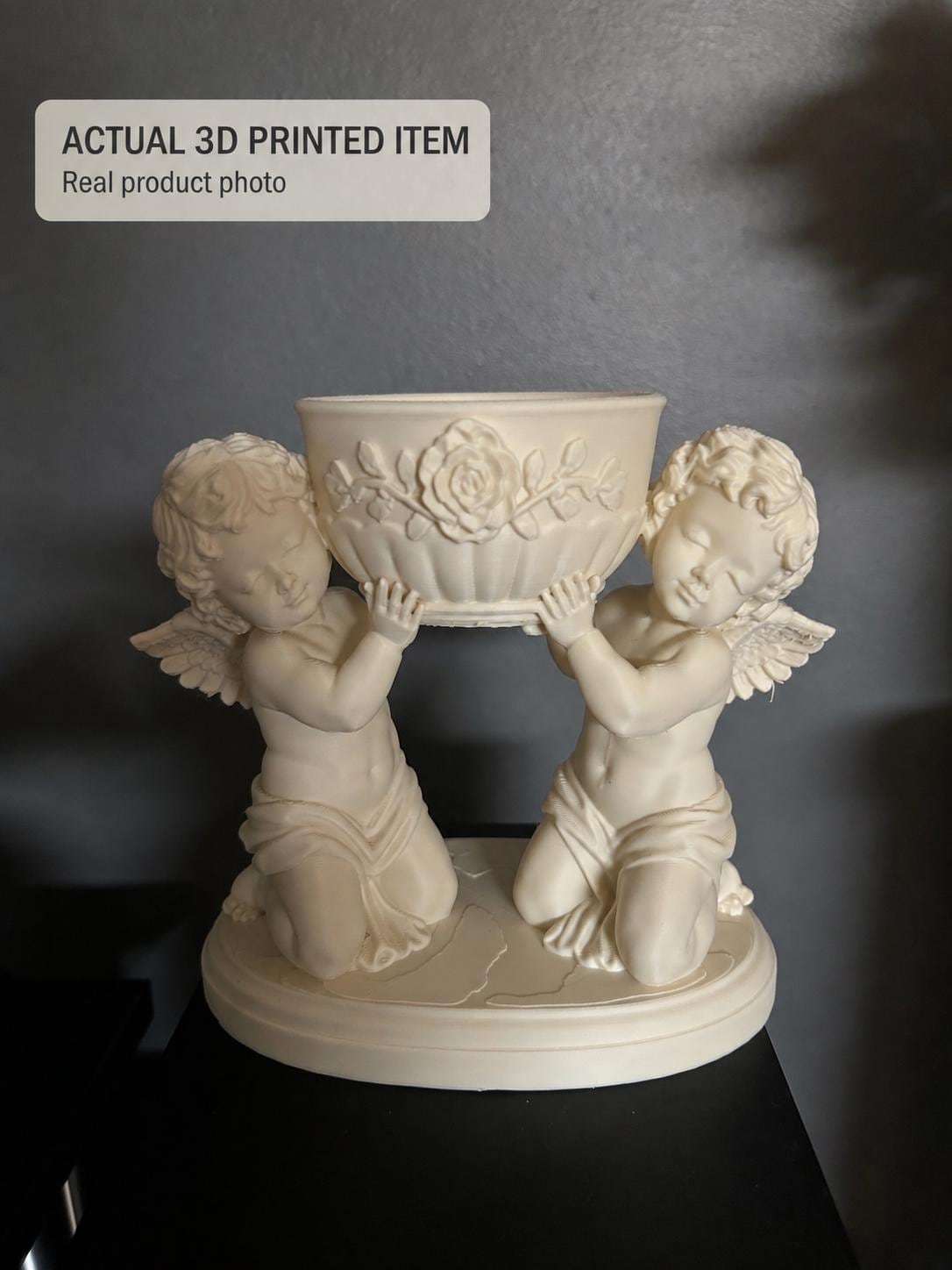 Double Cherub Floral Bowl Centerpiece